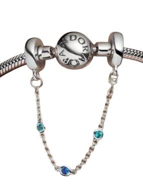 Pandora triple blue stone Silver Safety Chain